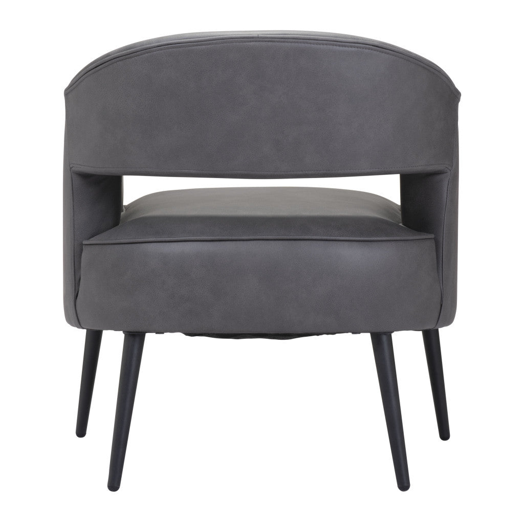 27" Grey Faux Leather And Gold Arm Chair - Homeroots