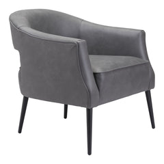 27" Grey Faux Leather And Gold Arm Chair - Homeroots