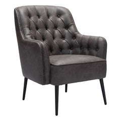 29" Black Faux Leather Tufted Arm Chair - Homeroots