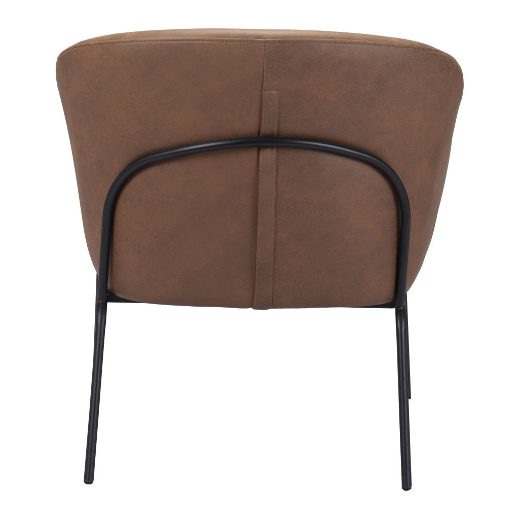 28" Brown And Black Faux Leather Barrel Chair - Homeroots