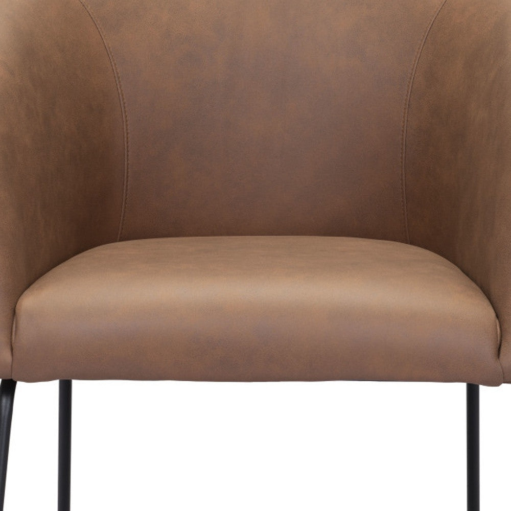 28" Brown And Black Faux Leather Barrel Chair - Homeroots