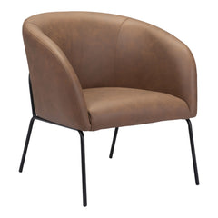 28" Brown And Black Faux Leather Barrel Chair - Homeroots