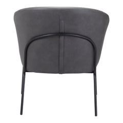 28" Gray And Black Faux Leather Barrel Chair - Homeroots