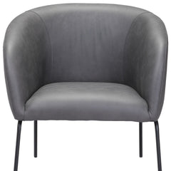 28" Gray And Black Faux Leather Barrel Chair - Homeroots