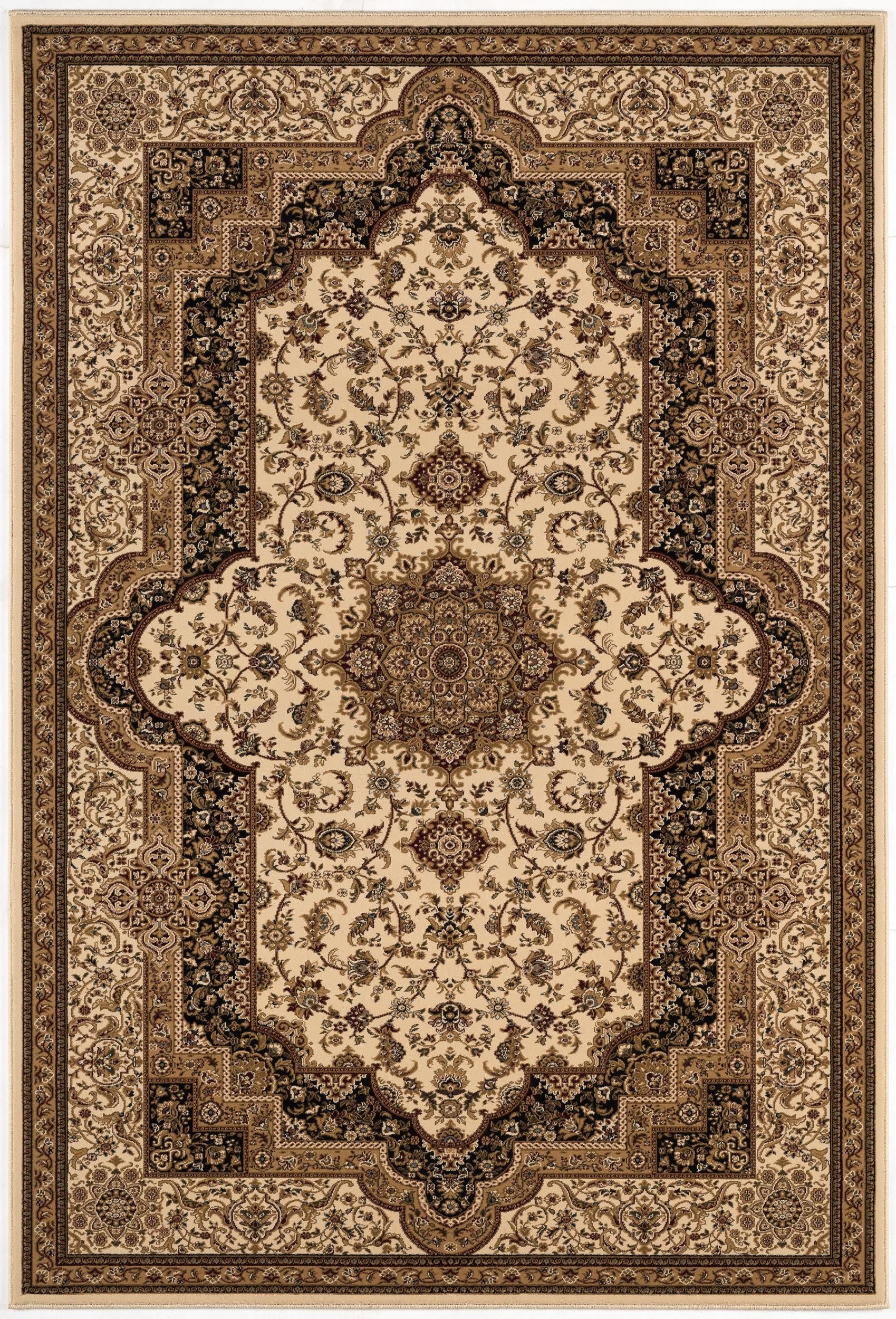 4' X 6' Black and Ivory Oriental Power Loom Area Rug