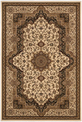 4' X 6' Black and Ivory Oriental Power Loom Area Rug