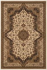 7' X 9' Black and Ivory Oriental Power Loom Area Rug