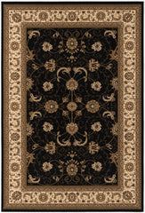 5' X 8' Black and Ivory Oriental Power Loom Area Rug