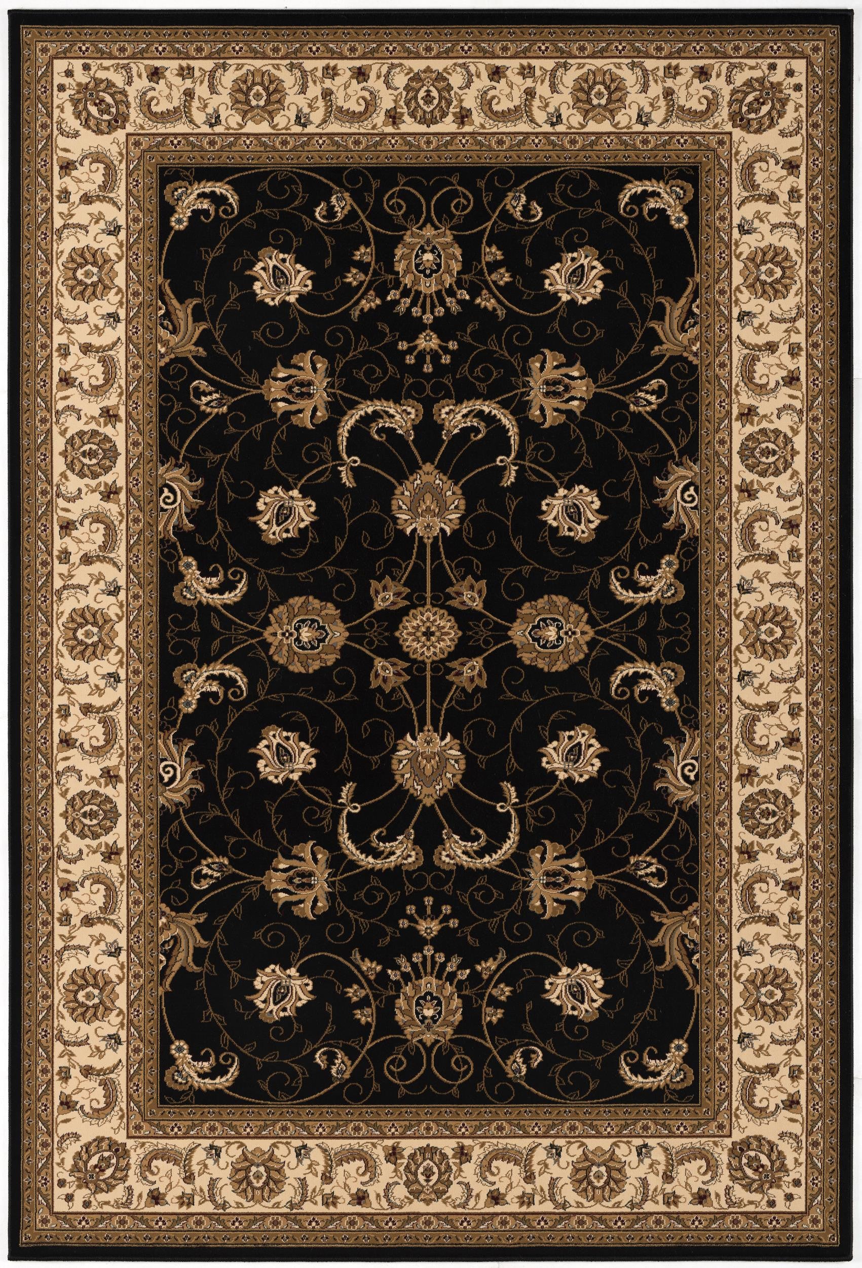 8' X 11' Black and Ivory Oriental Power Loom Area Rug