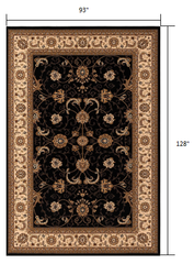 8' X 11' Black and Ivory Oriental Power Loom Area Rug