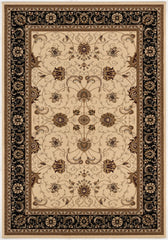 4' X 6' Black and Ivory Oriental Power Loom Area Rug