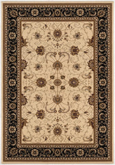 8' X 11' Black and Ivory Oriental Power Loom Area Rug