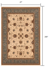 20' Runner Blue and Ivory Oriental Power Loom Runner Rug