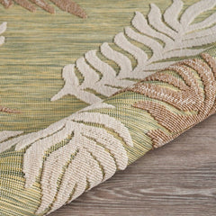 5' X 7' Green And Ivory Indoor Outdoor Area Rug - Homeroots