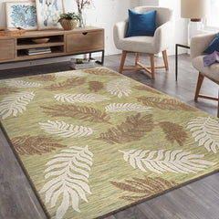 5' X 7' Green And Ivory Indoor Outdoor Area Rug - Homeroots