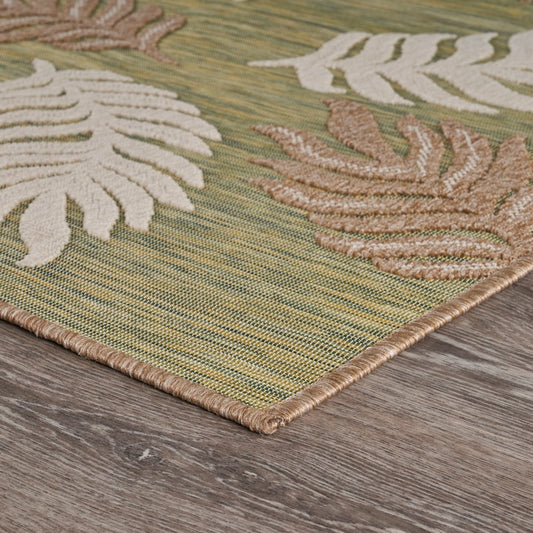 8' X 10' Green And Ivory Indoor Outdoor Area Rug