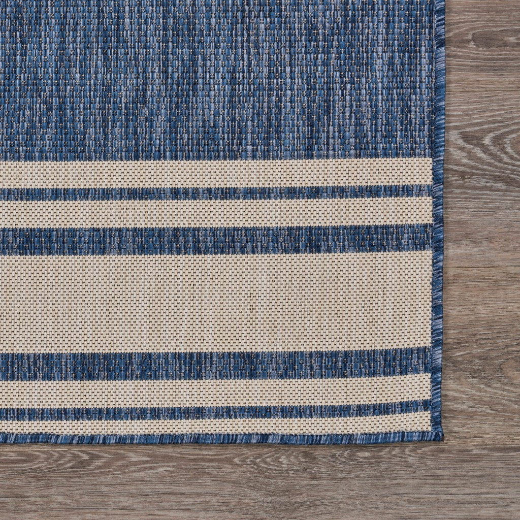 5' X 7' Blue And Gray Indoor Outdoor Area Rug