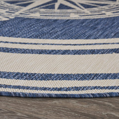 8' X 8' Blue And Gray Indoor Outdoor Area Rug