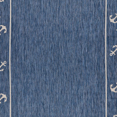 8' X 9' Blue and Natural Nautical Anchor Indoor Outdoor Area Rug