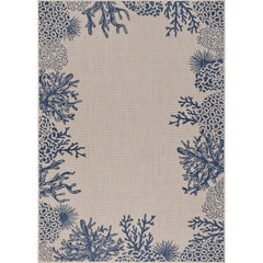 8' X 9' Blue And Gray Indoor Outdoor Area Rug