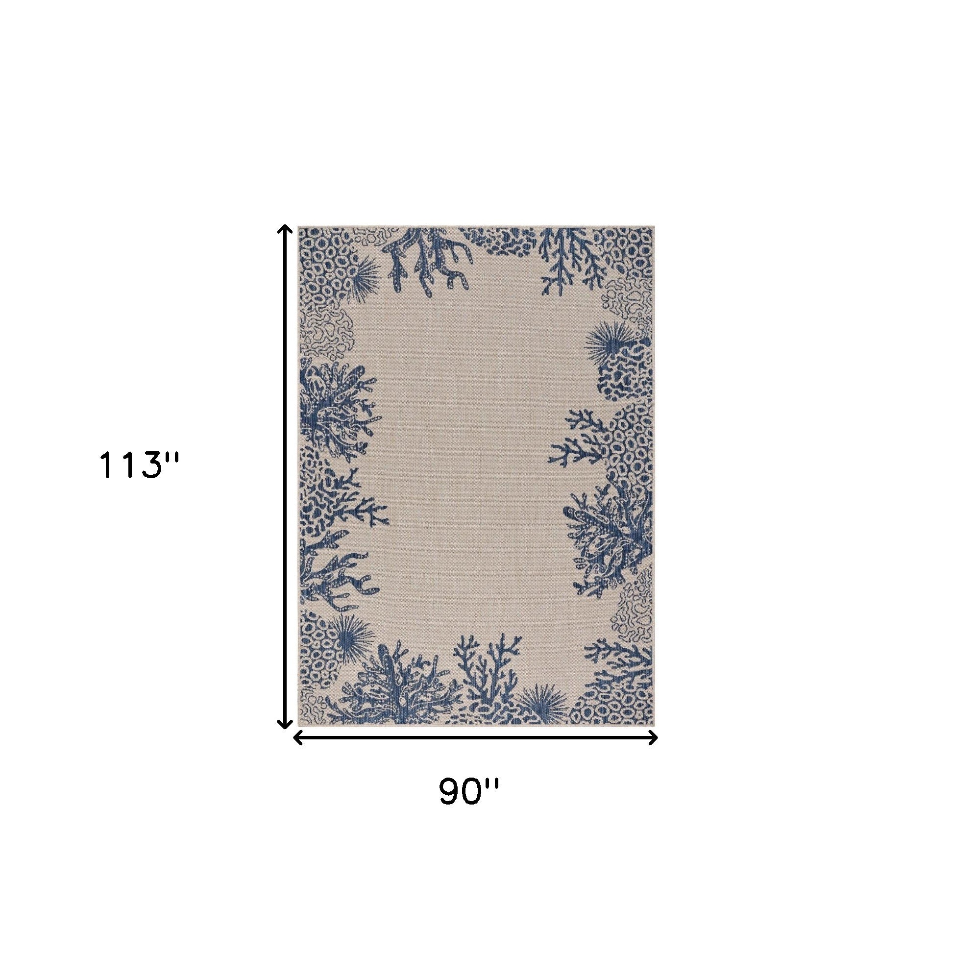 8' X 9' Blue And Gray Indoor Outdoor Area Rug