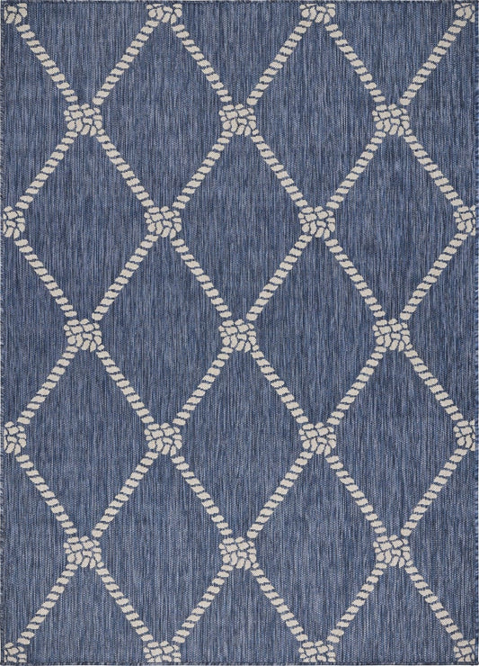 5' X 7' Blue And Gray Indoor Outdoor Area Rug - Homeroots