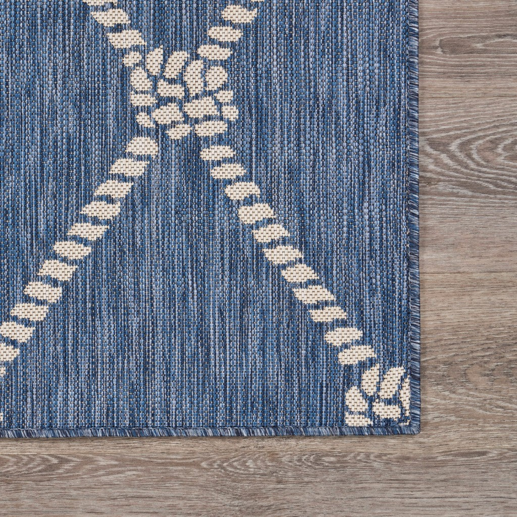 5' X 7' Blue And Gray Indoor Outdoor Area Rug