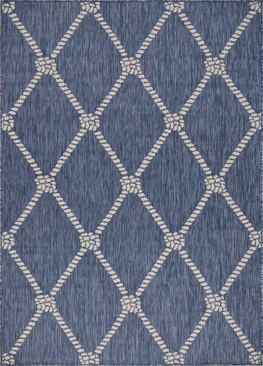 8' X 10' Blue And Gray Indoor Outdoor Area Rug