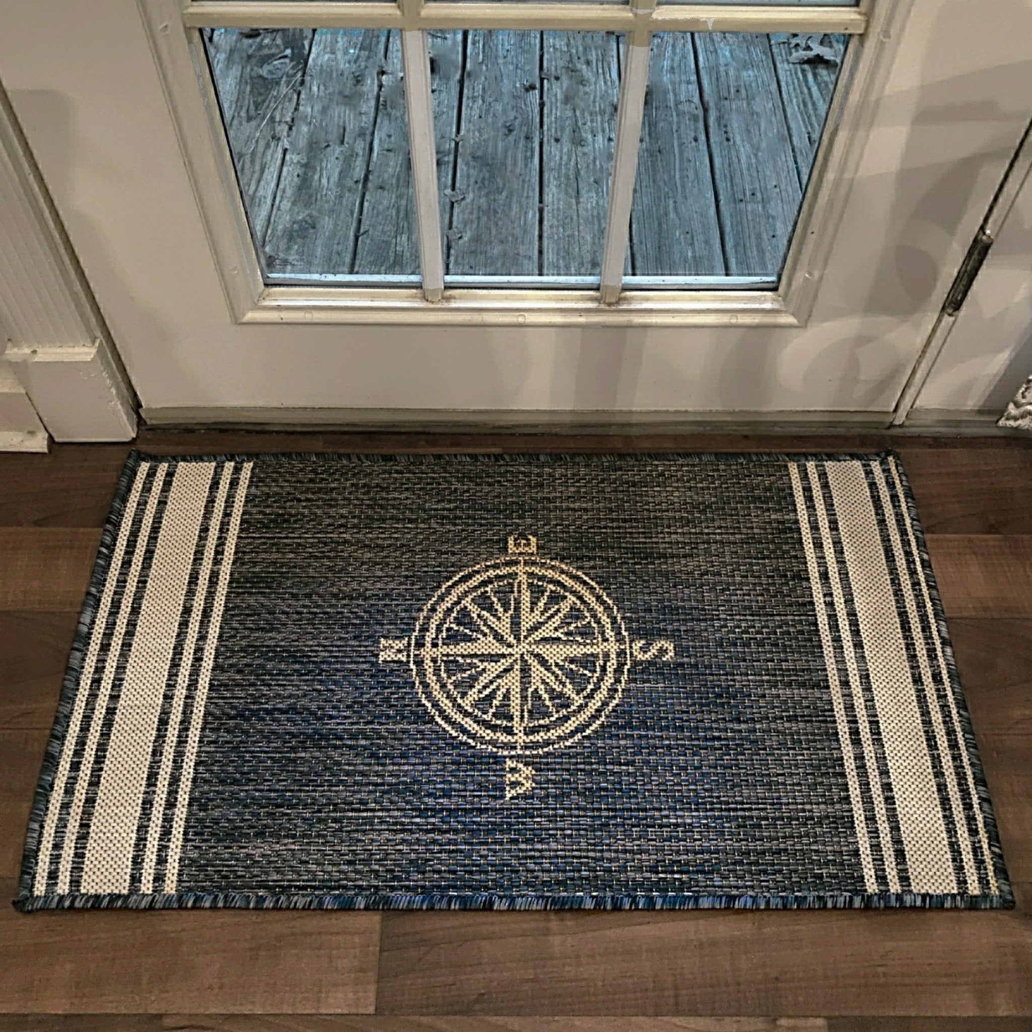 2' X 3' Blue And Gray Indoor Outdoor Area Rug