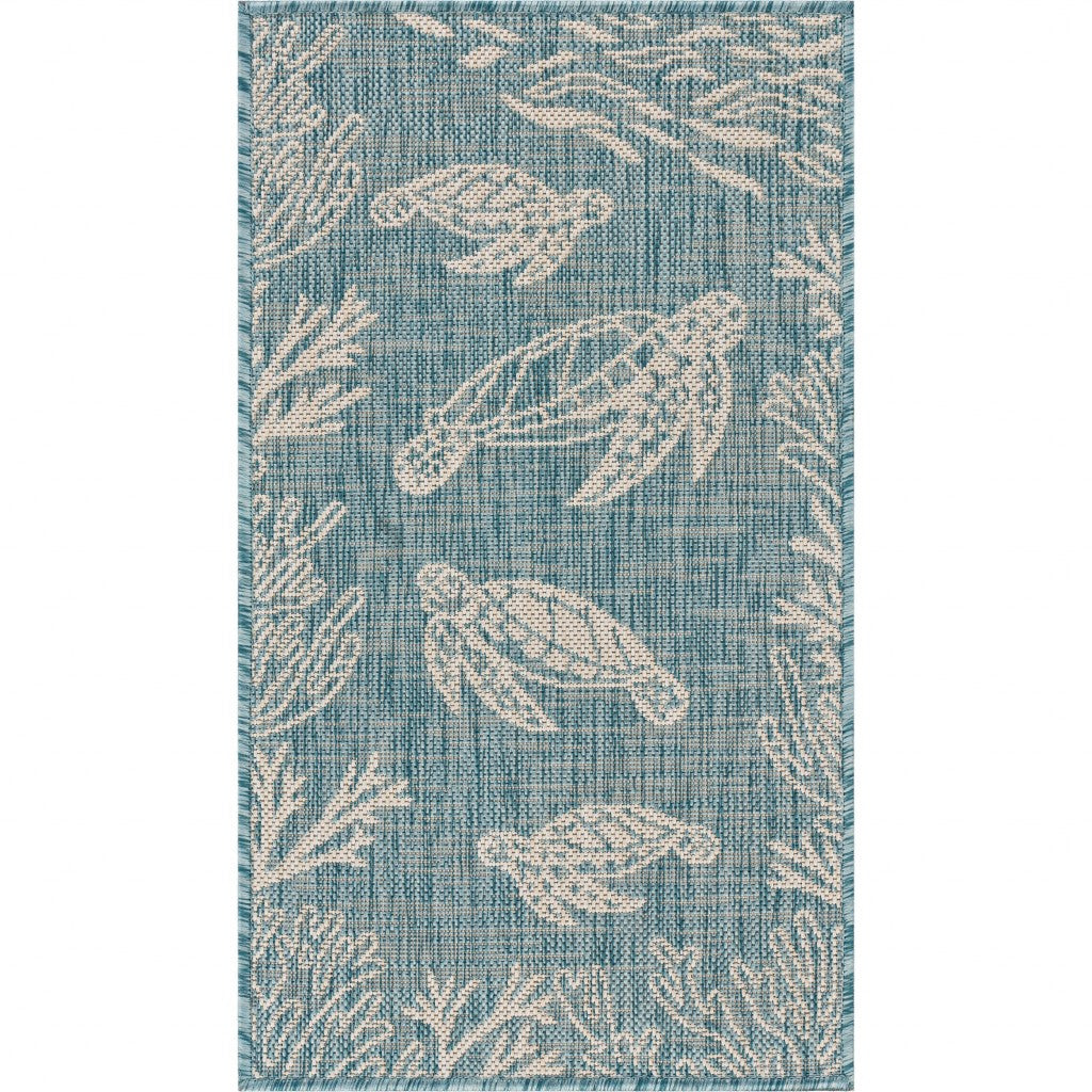 2' X 3' Blue And Gray Indoor Outdoor Area Rug