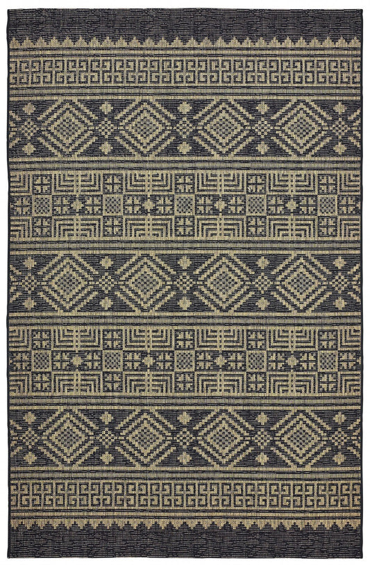 5' X 8' Brown And Black Indoor Outdoor Area Rug