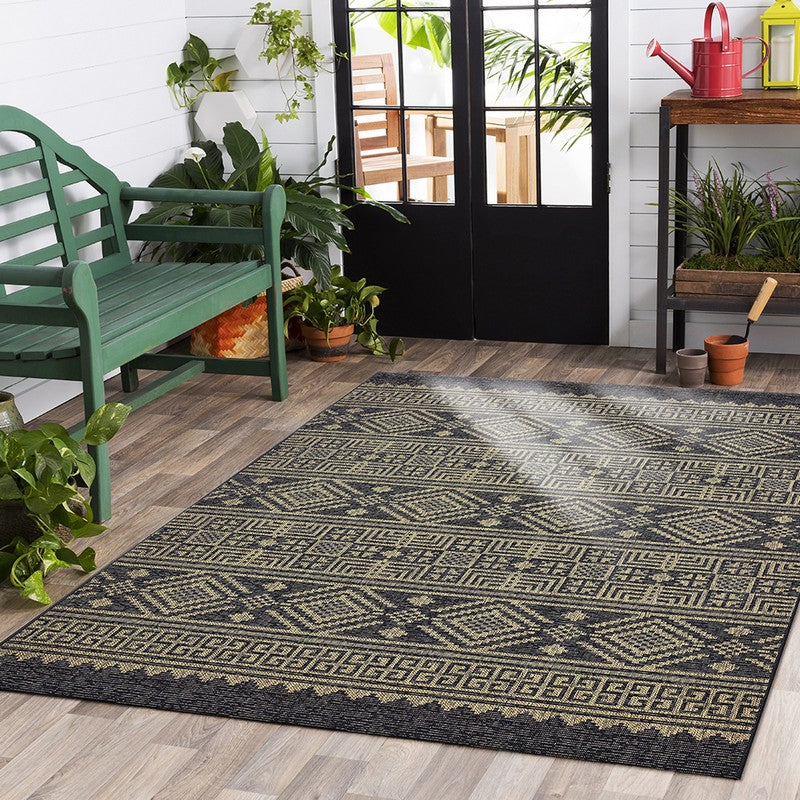 8' X 10' Brown And Black Indoor Outdoor Area Rug