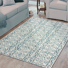 8' X 10' Blue And White Indoor Outdoor Area Rug - Homeroots