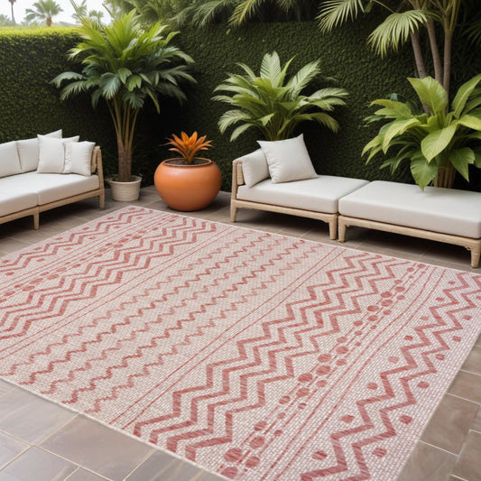 8' X 10' Beige Indoor Outdoor Area Rug