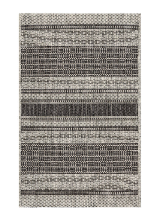 2' X 3' Gray And Black Indoor Outdoor Area Rug