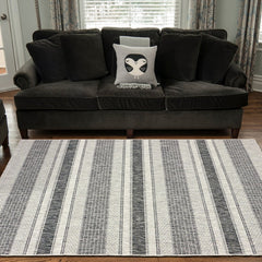 5' X 8' Gray And Black Indoor Outdoor Area Rug