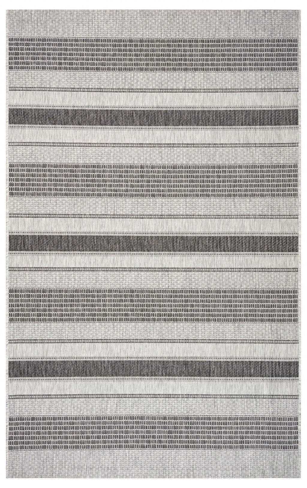 8' X 10' Gray And Black Indoor Outdoor Area Rug - Homeroots