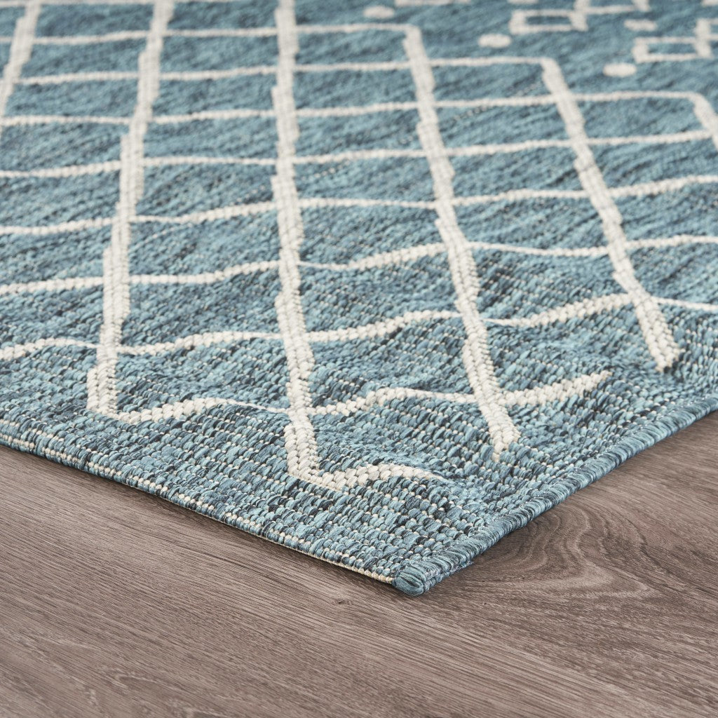 5' X 8' Blue And Gray Indoor Outdoor Area Rug