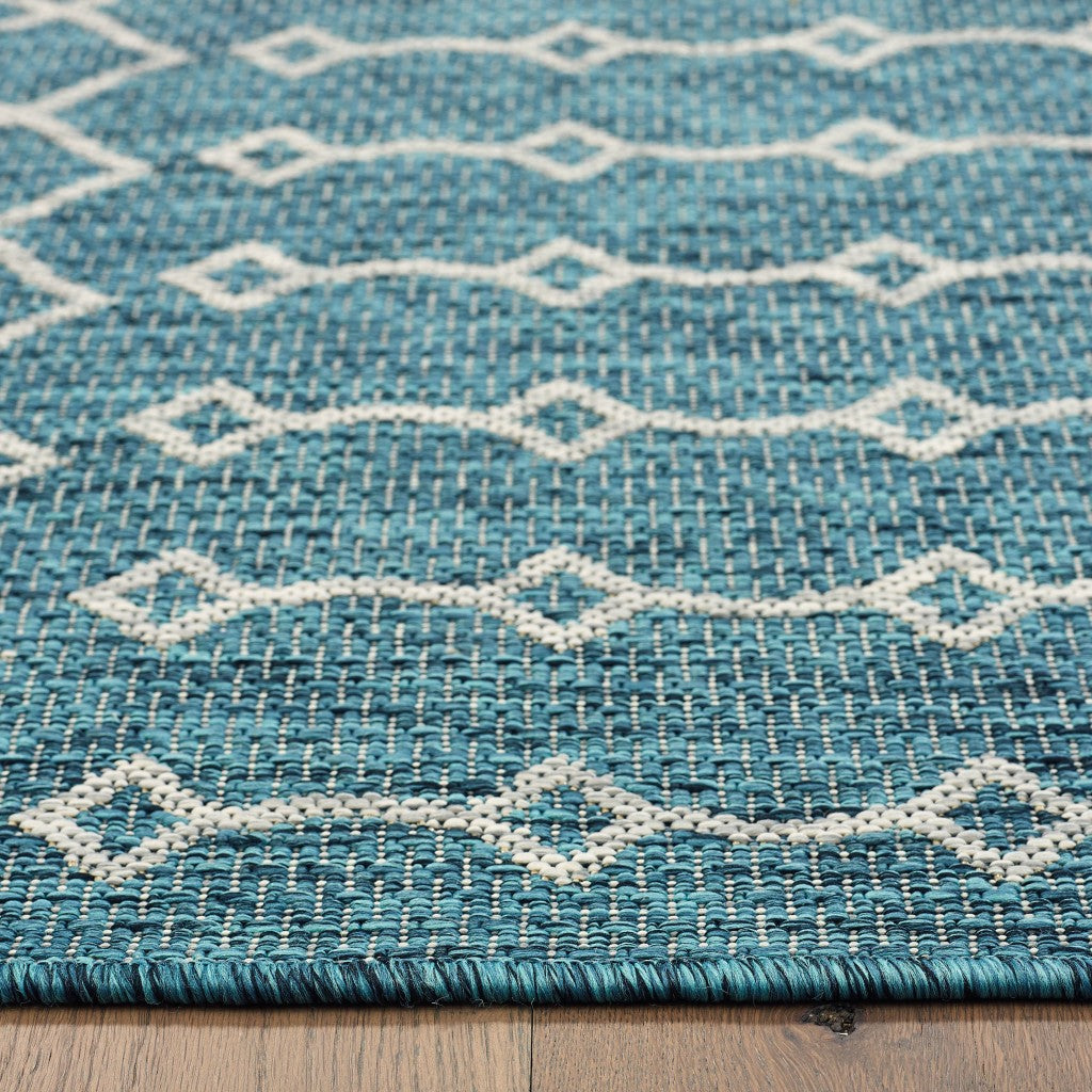 5' X 8' Blue And Gray Indoor Outdoor Area Rug