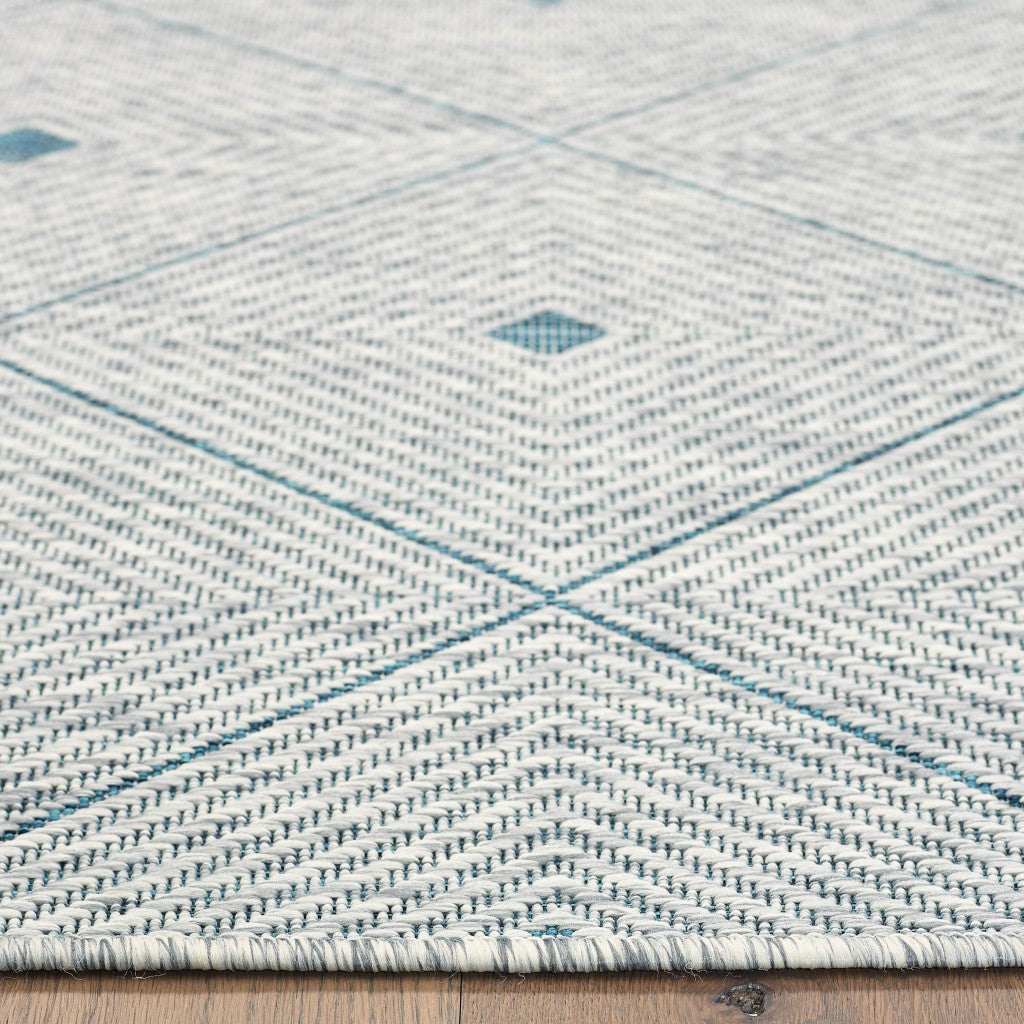 8' X 10' Blue And Gray Indoor Outdoor Area Rug