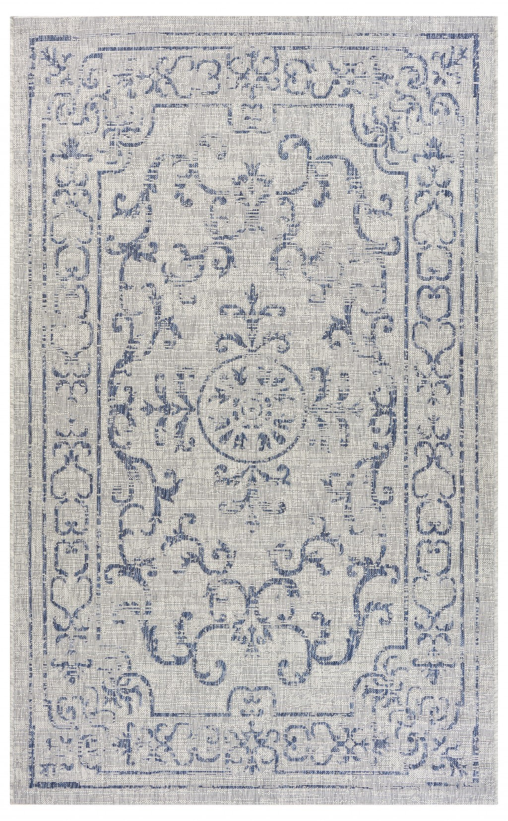 5' X 8' Blue And Gray Indoor Outdoor Area Rug