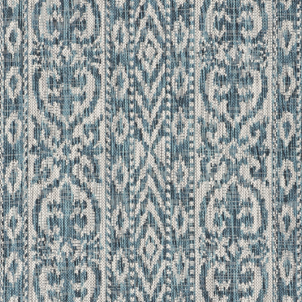 8' X 8' Blue And Gray Indoor Outdoor Area Rug