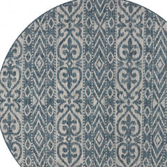 8' X 8' Blue And Gray Indoor Outdoor Area Rug