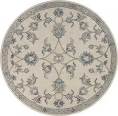 5' Light Blue Round Wool Hand Tufted Area Rug