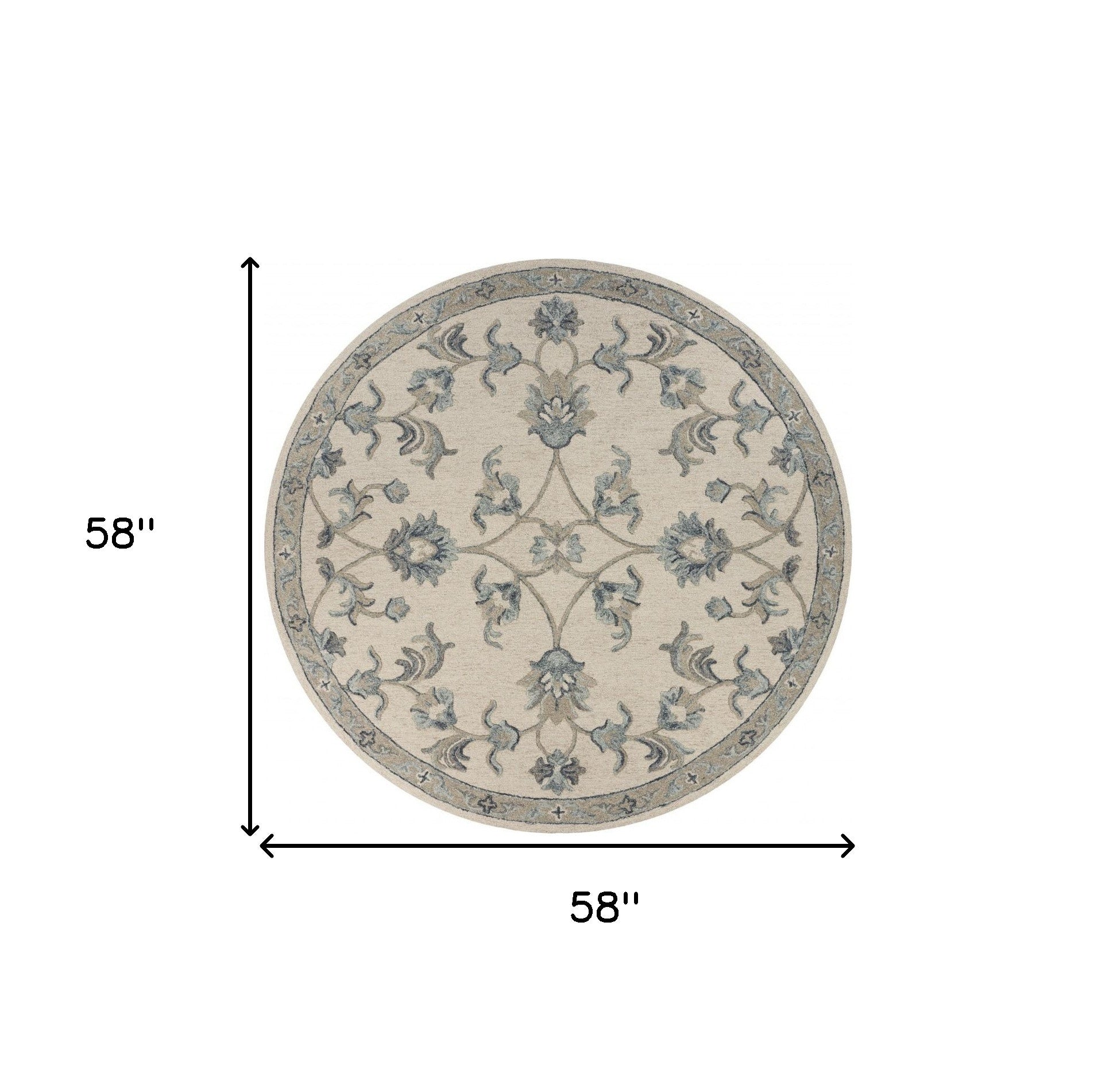 5' Light Blue Round Wool Hand Tufted Area Rug