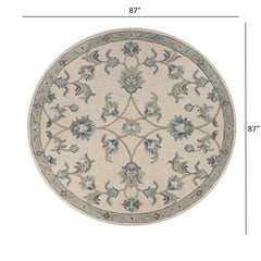 7' Light Blue Round Wool Hand Tufted Area Rug