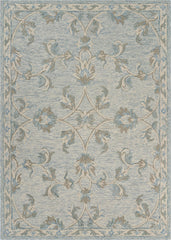 5' X 7' Blue And Ivory Wool Hand Tufted Area Rug