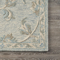 5' X 7' Blue And Ivory Wool Hand Tufted Area Rug - Homeroots