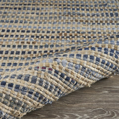 5' X 7' Blue and Beige Striped Area Rug