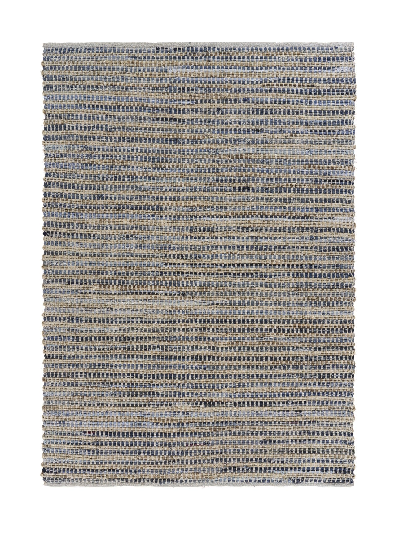 5' X 7' Blue and Beige Striped Area Rug